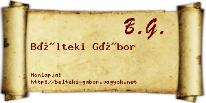 Bélteki Gábor névjegykártya