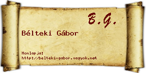 Bélteki Gábor névjegykártya